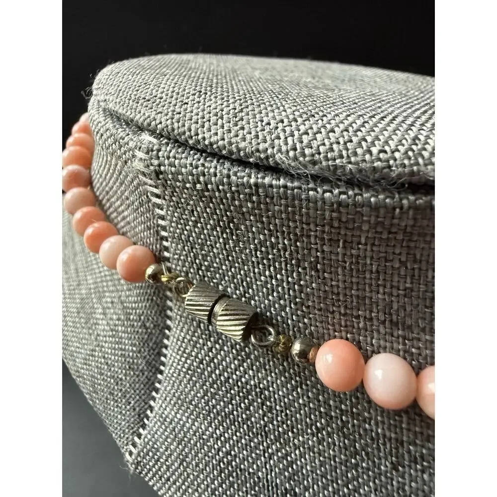 Vintage Angel Skin Coral Bead Necklace 18” Coastal Classic Cocktail Wedding
